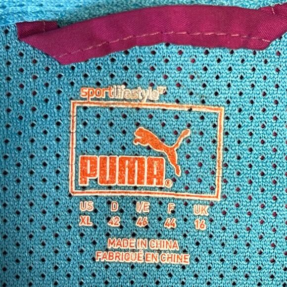 Puma pullover windbreaker jacket hooded pink aqua blue colorful teen girls XL - Picture 3 of 6